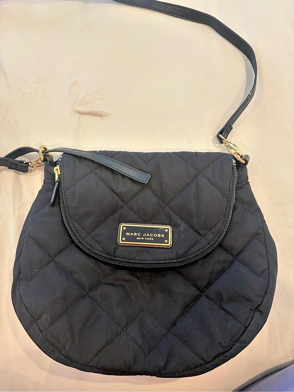 Marc Jacobs Quilted Nylon Messenger Bag Black Crossbody